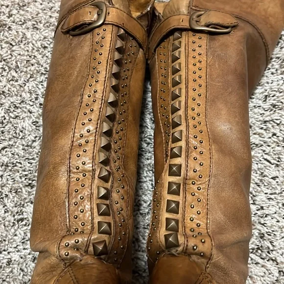 VINCE CAMUTO Knee High Distressed Leather Studded Boots - Picture 11 of 16